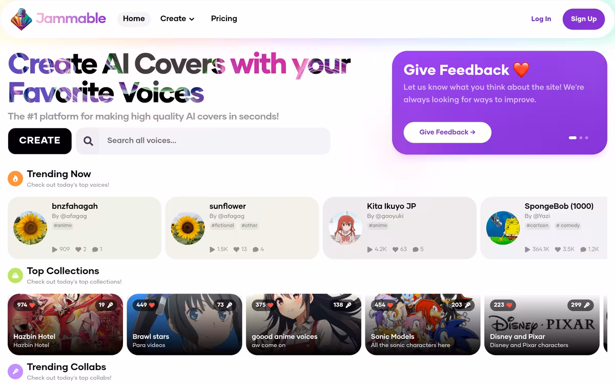 Jammable homepage screenshot