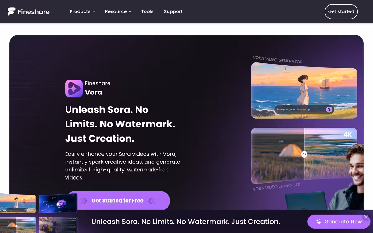 Fineshare homepage screenshot