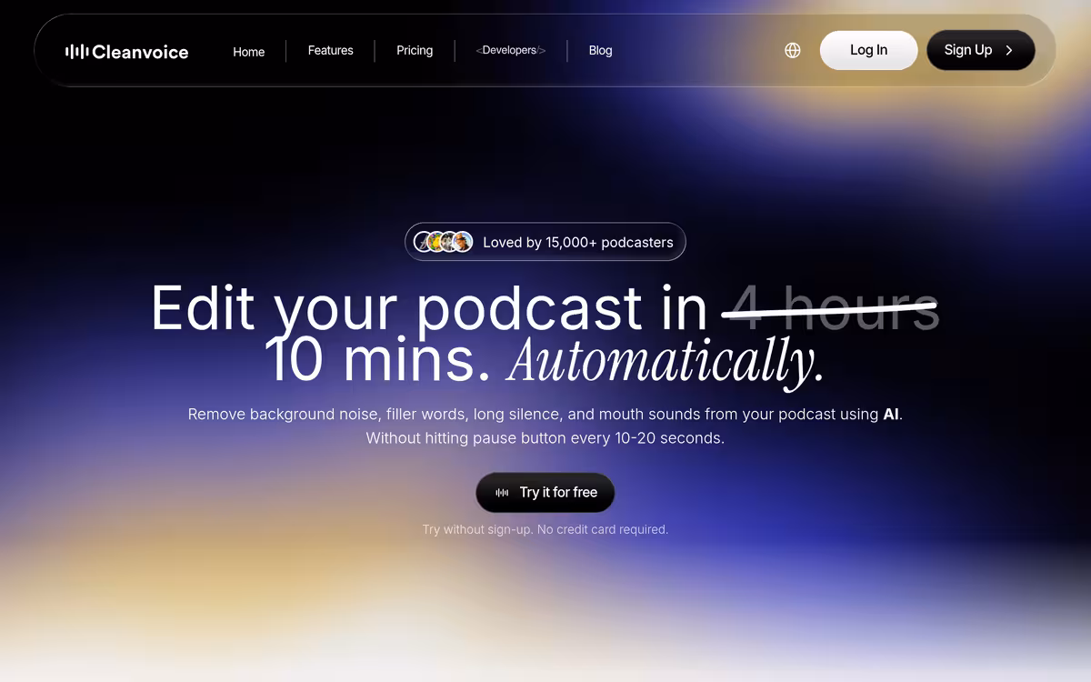 AI Podcast Editor homepage screenshot