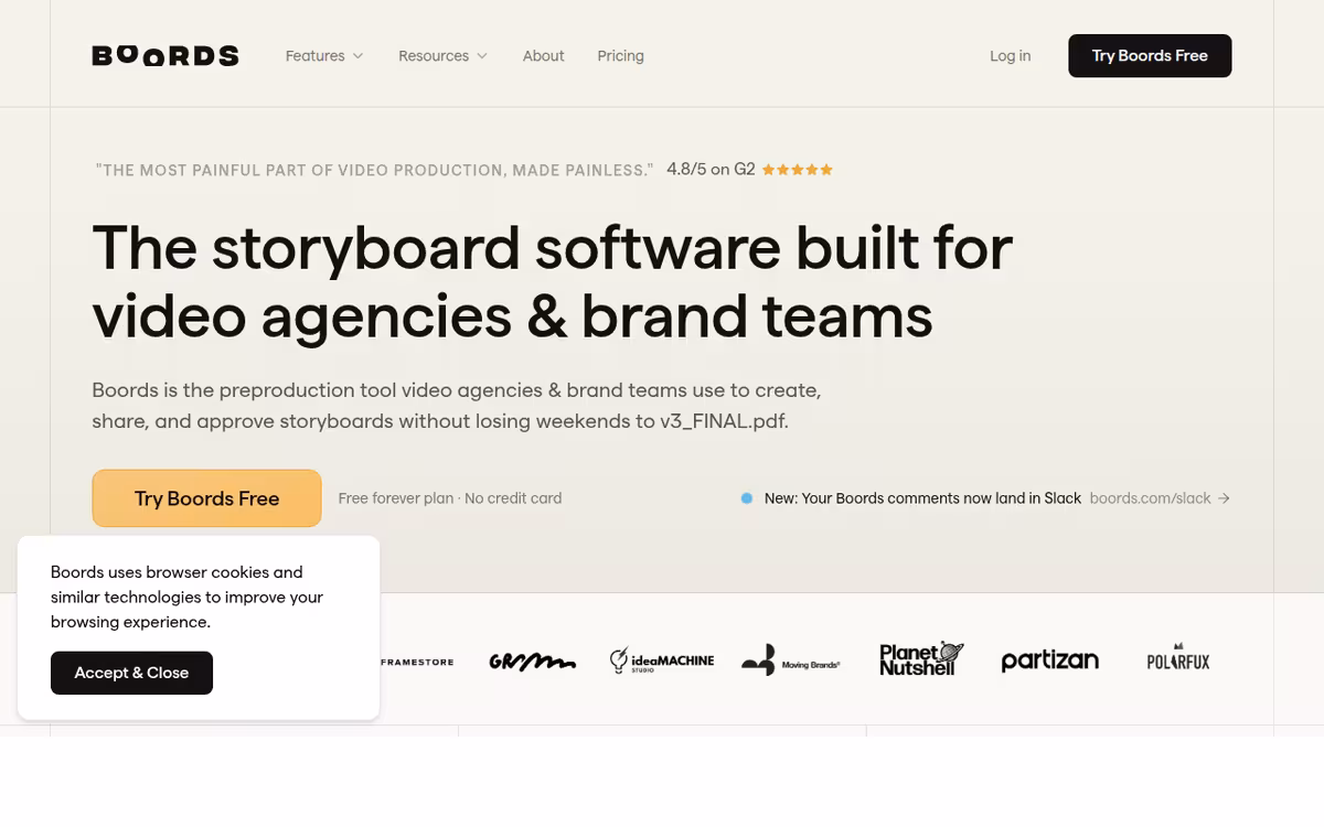 Boords homepage screenshot