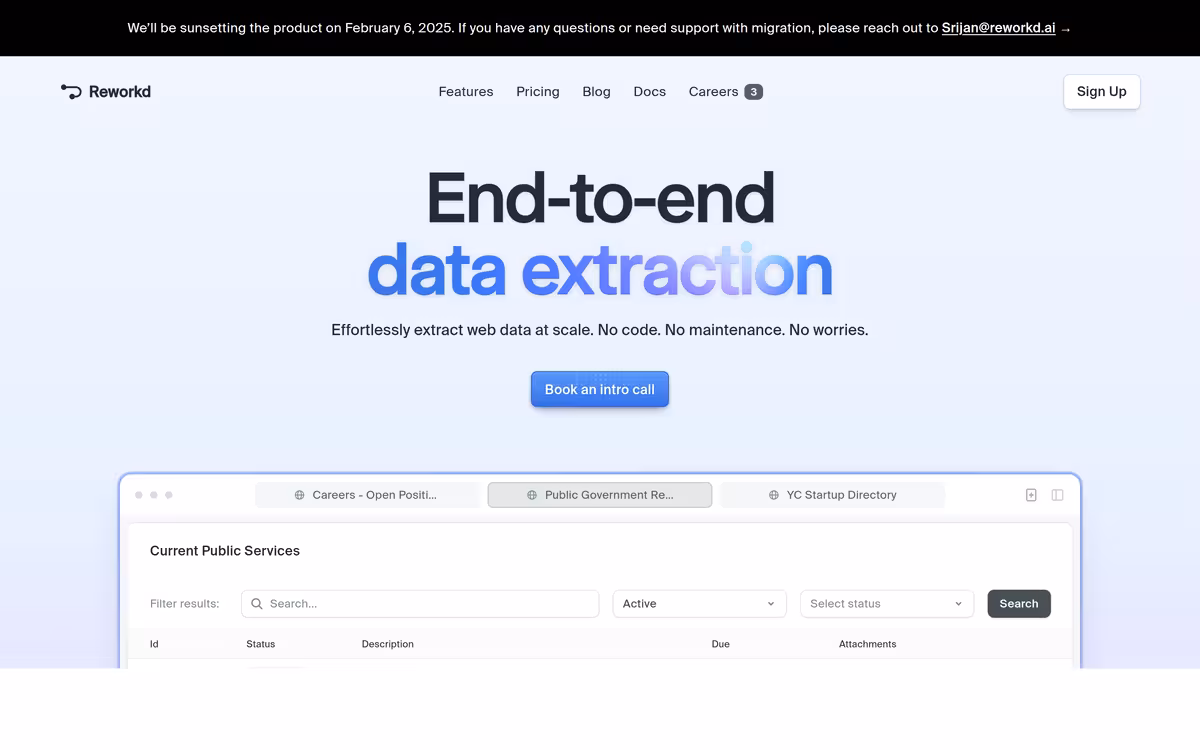 Reworkd homepage screenshot