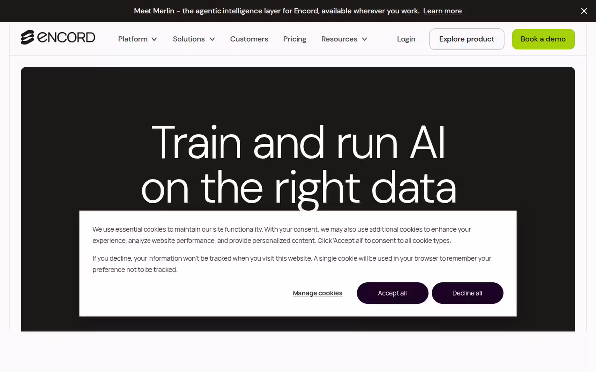 Encord homepage screenshot