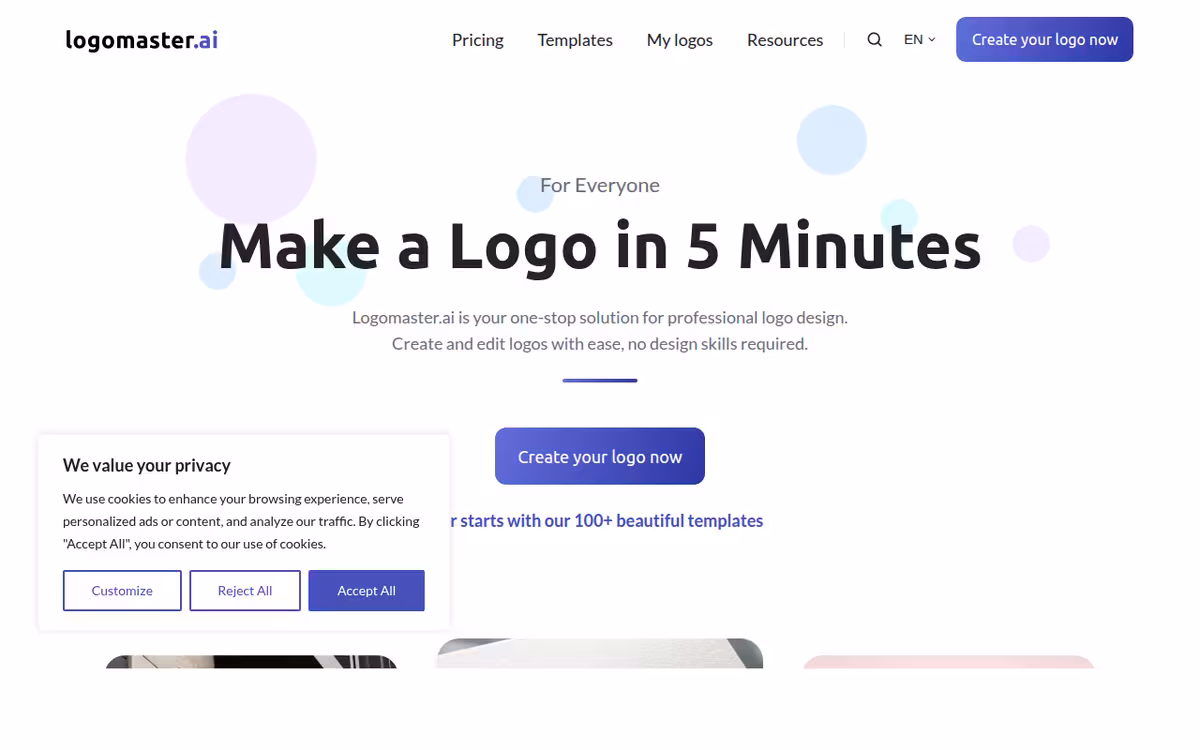 Logomaster homepage screenshot