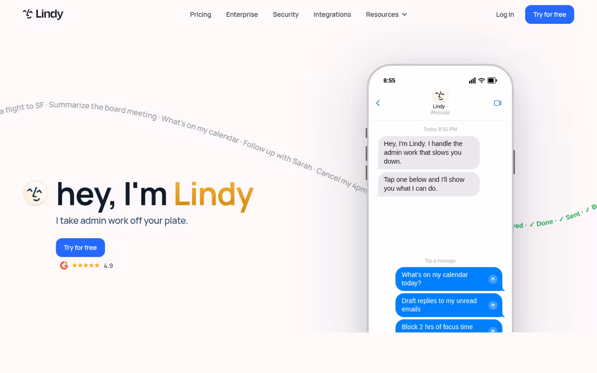 Lindy homepage screenshot