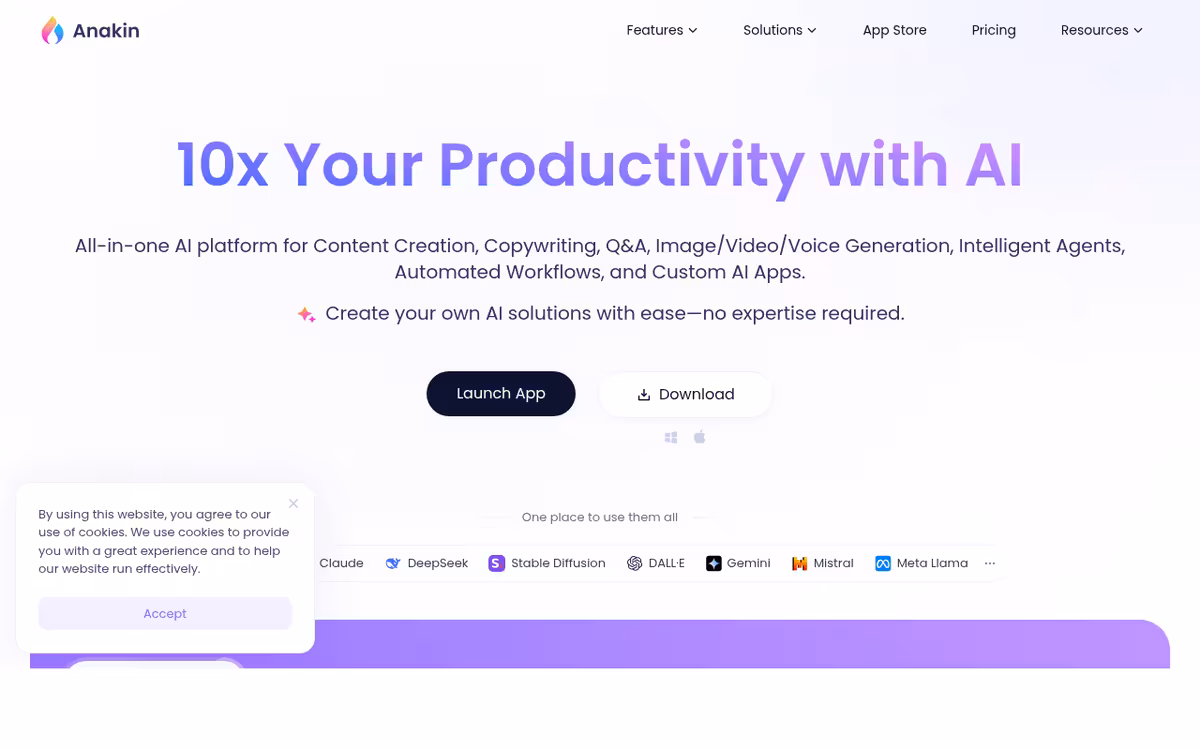 Anakin.ai homepage screenshot