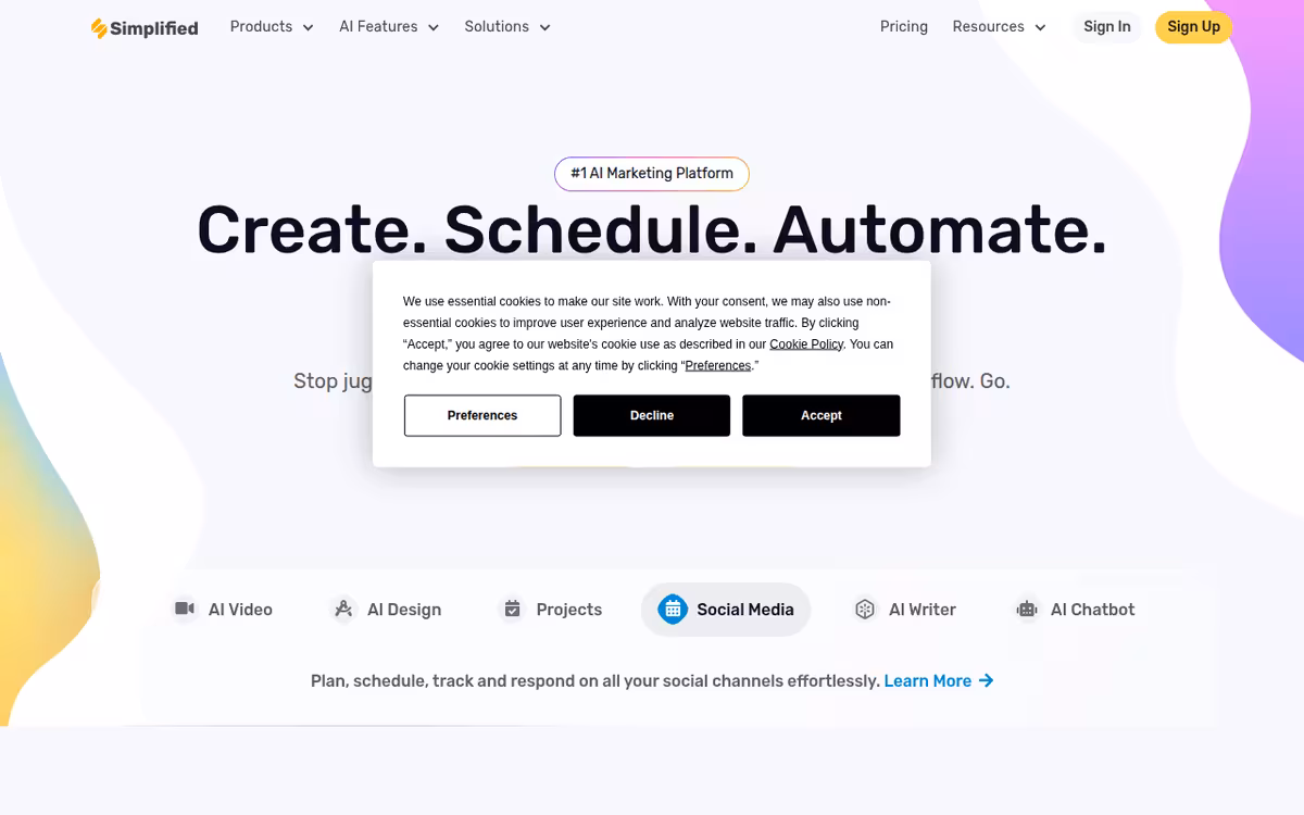 Simplified homepage screenshot