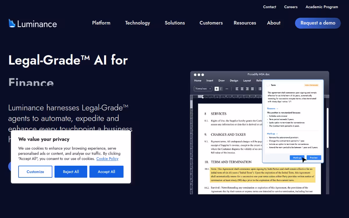 Luminance homepage screenshot