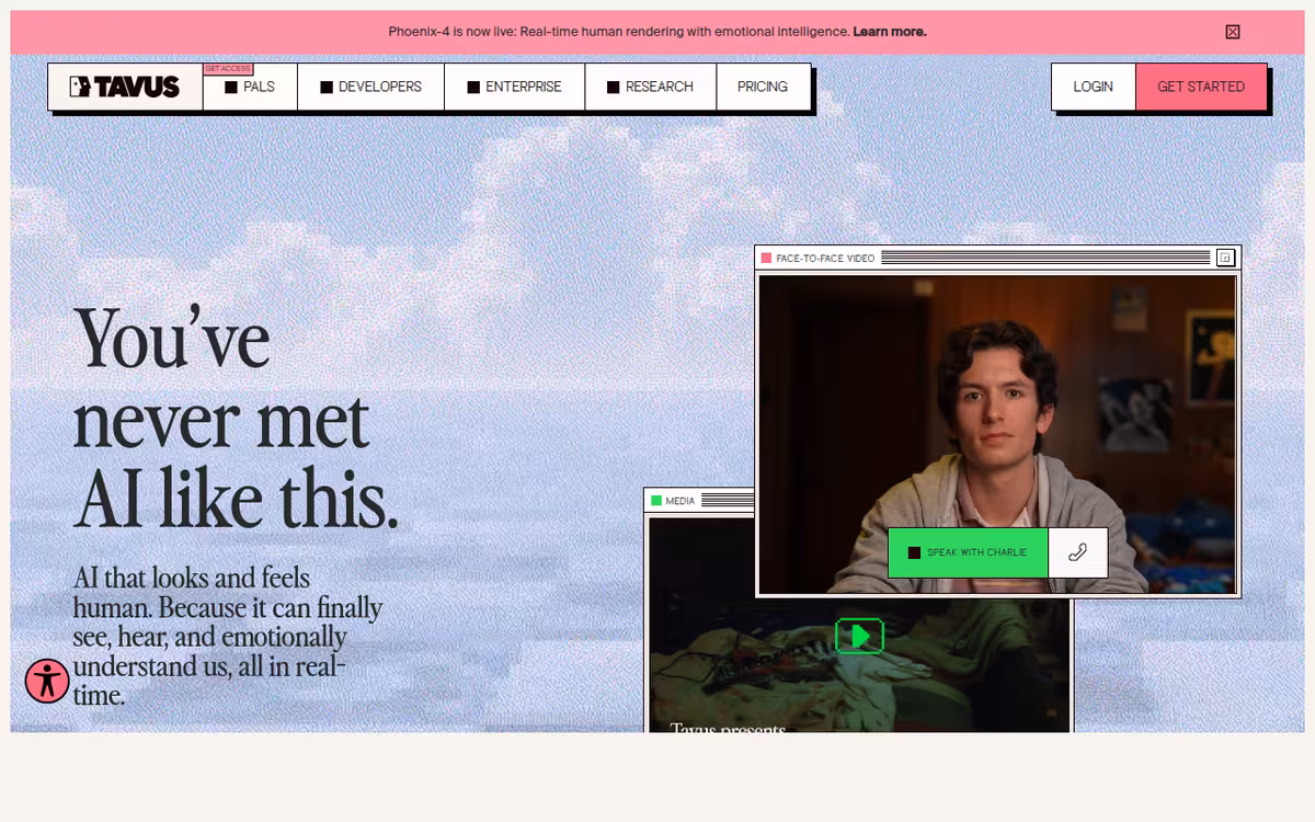 Tavus homepage screenshot