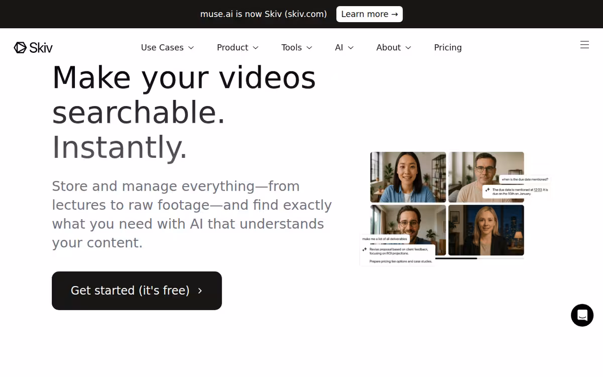 Skiv homepage screenshot