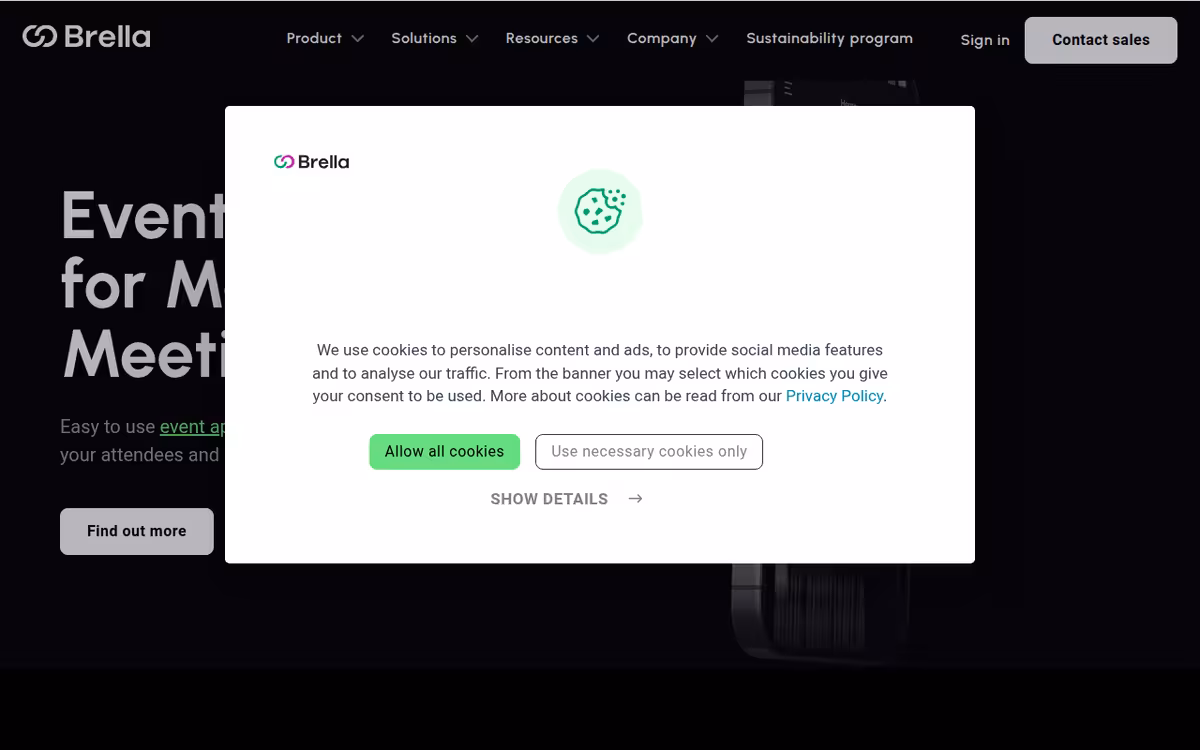 Brella homepage screenshot
