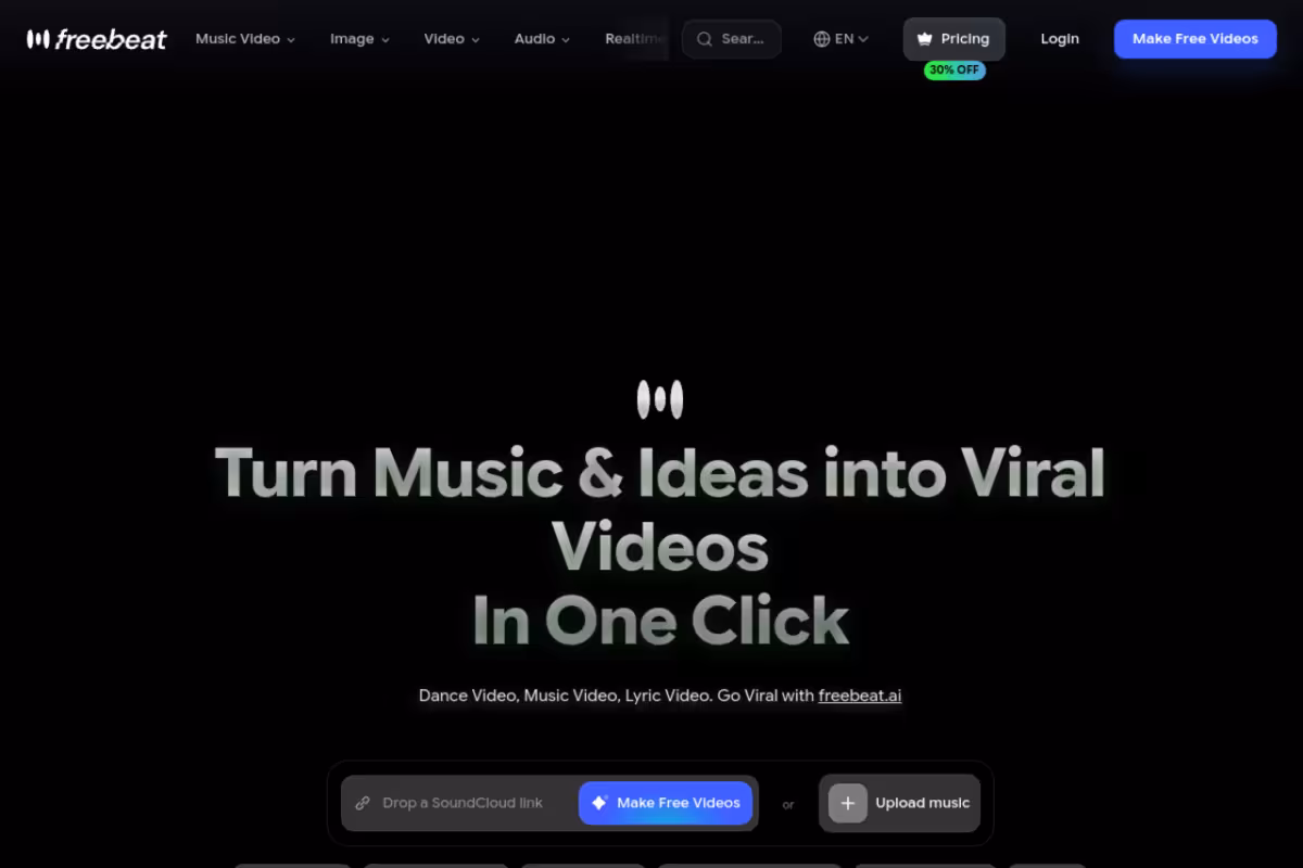 freebeat AI homepage screenshot