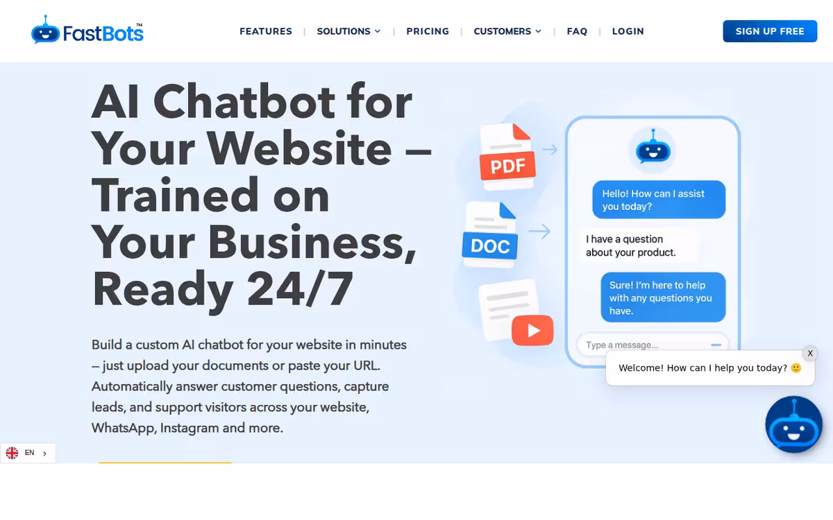 FastBots.ai homepage screenshot