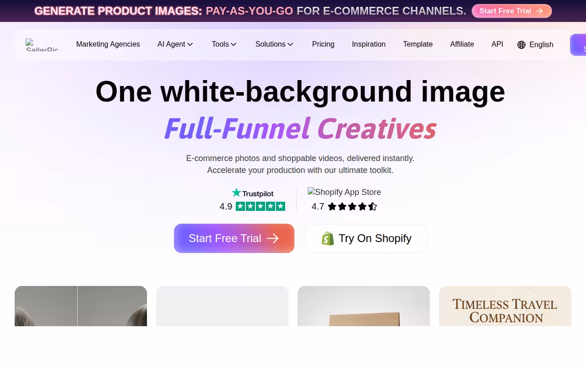 SellerPic homepage screenshot