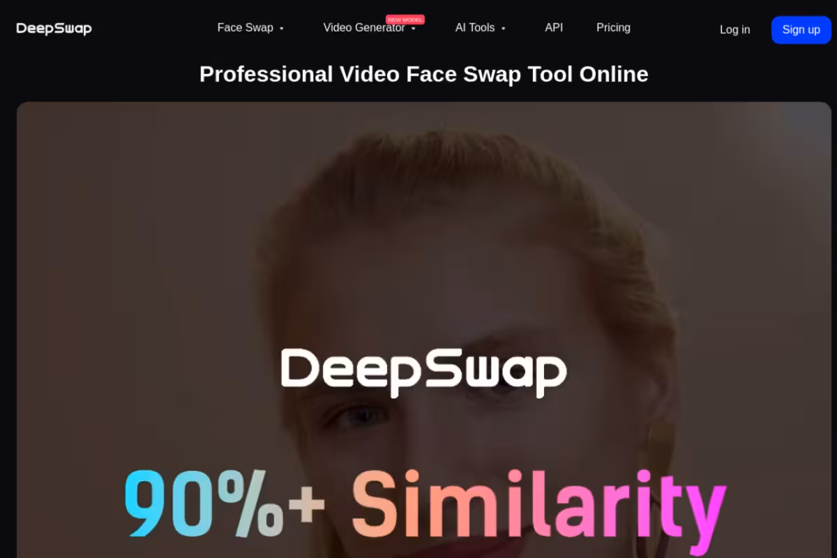Deepswap homepage screenshot