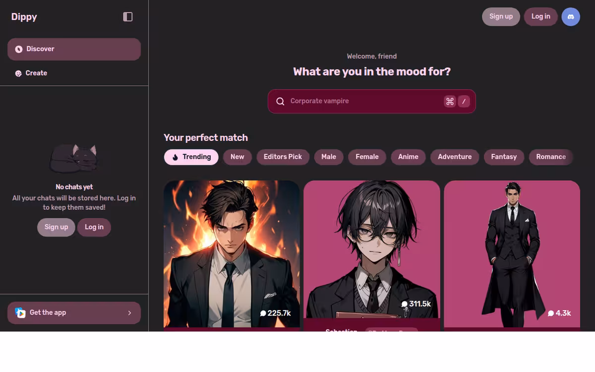 Dippy AI homepage screenshot