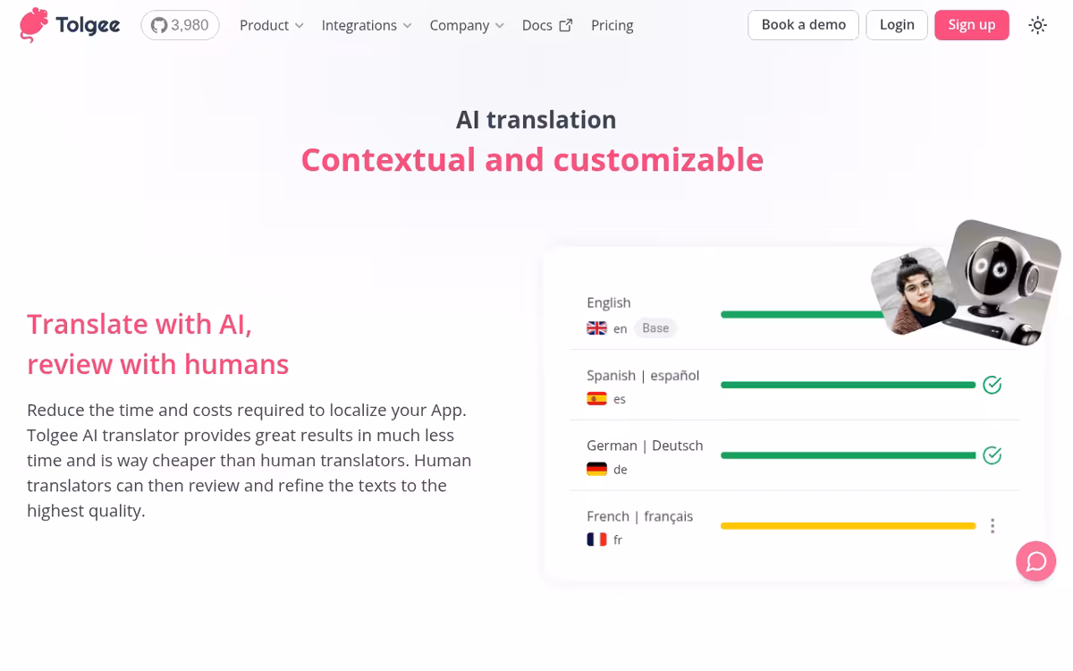 Tolgee homepage screenshot