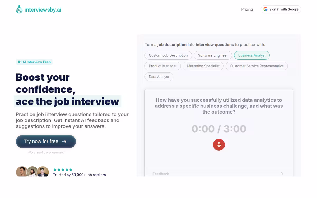 Interviews by AI homepage screenshot