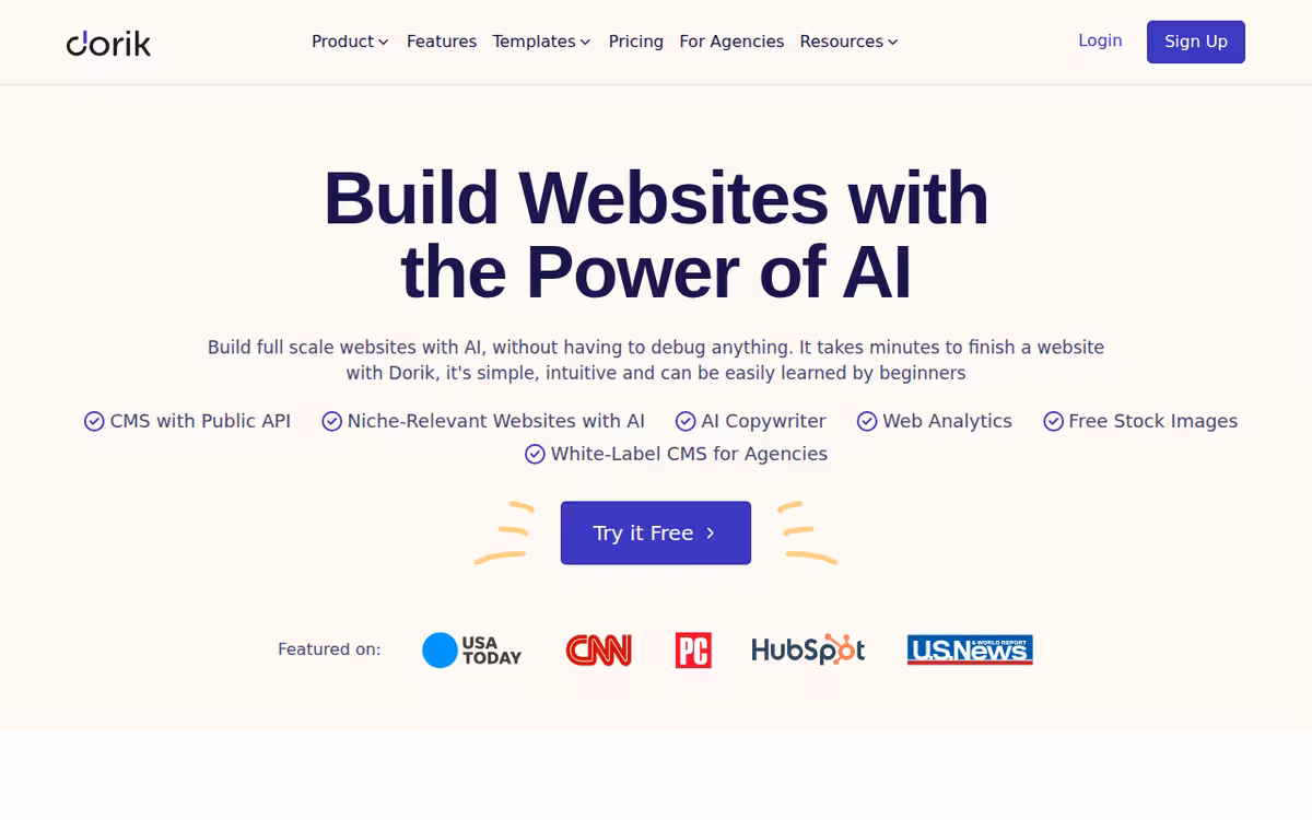 Dorik homepage screenshot