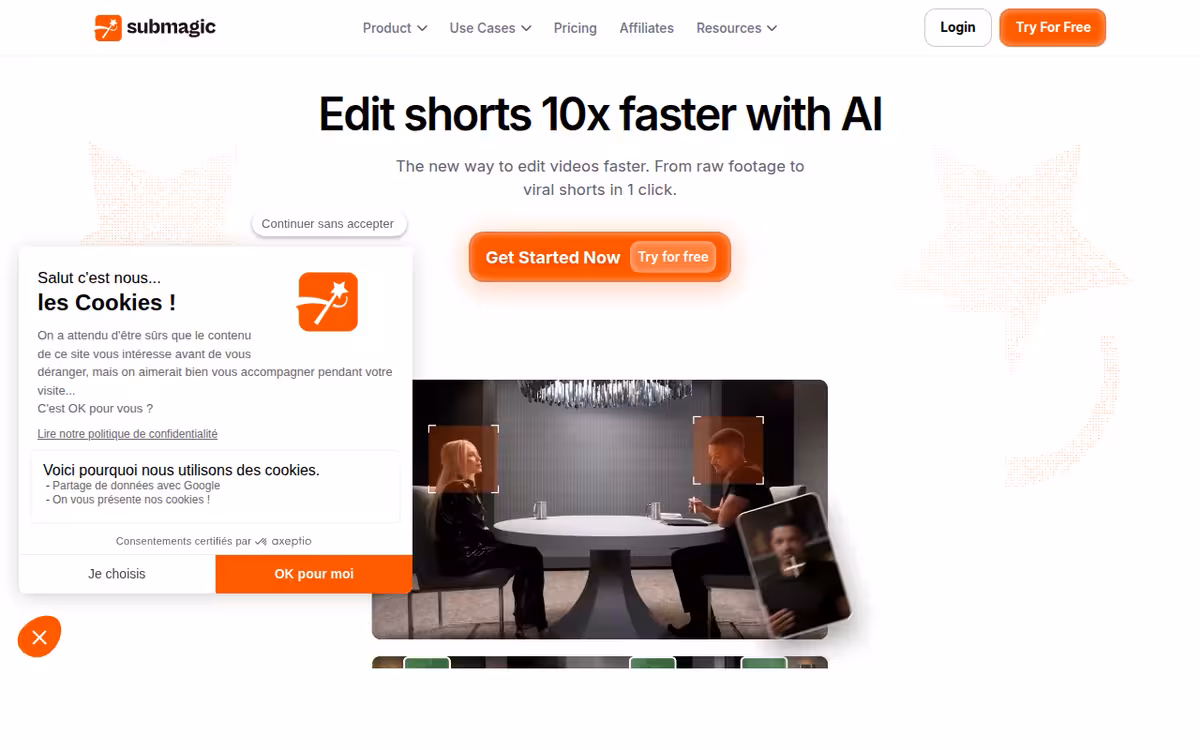 Submagic homepage screenshot