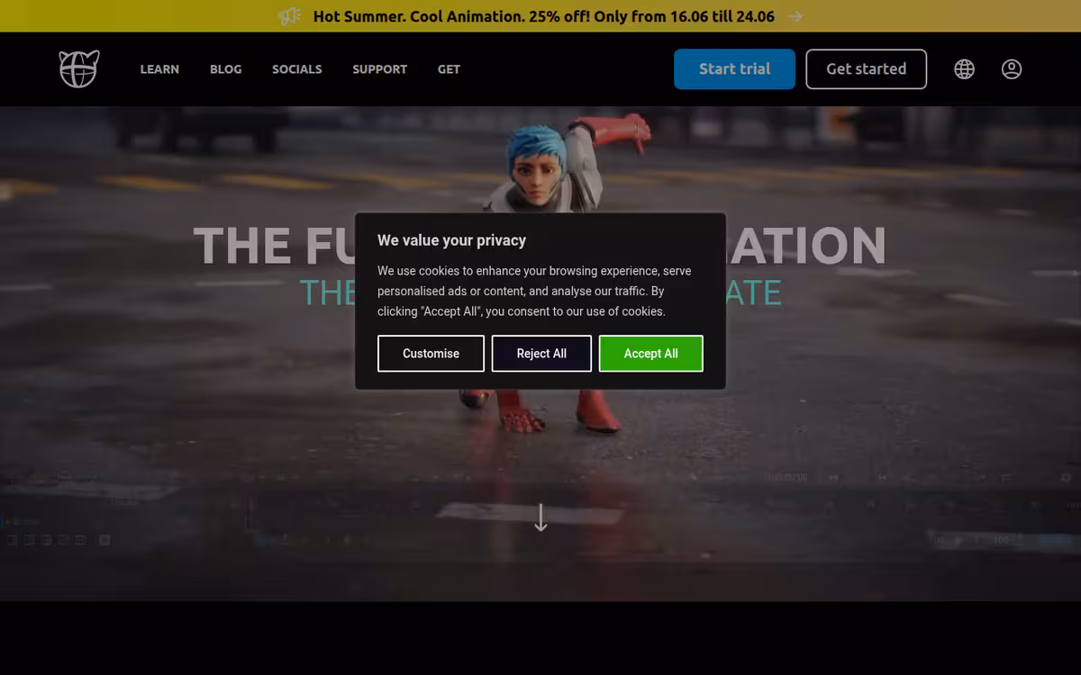 Cascadeur homepage screenshot