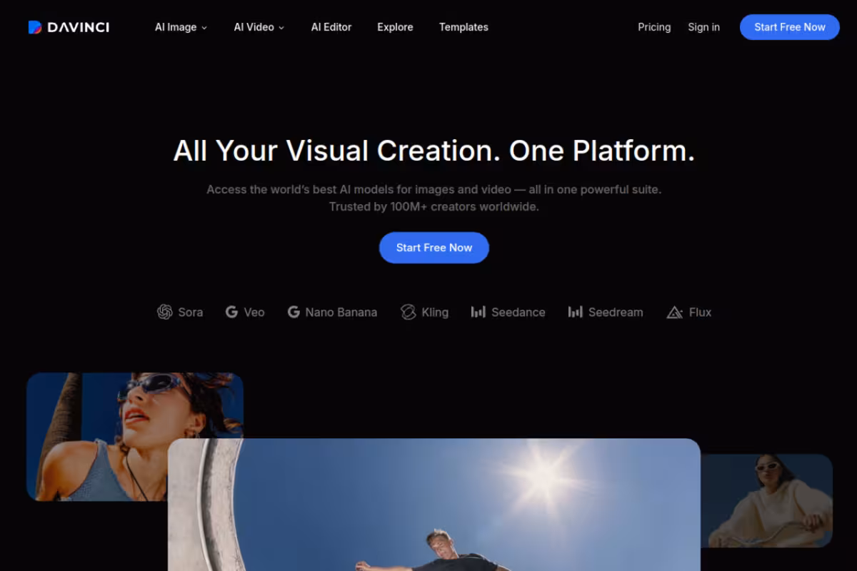 DaVinci homepage screenshot
