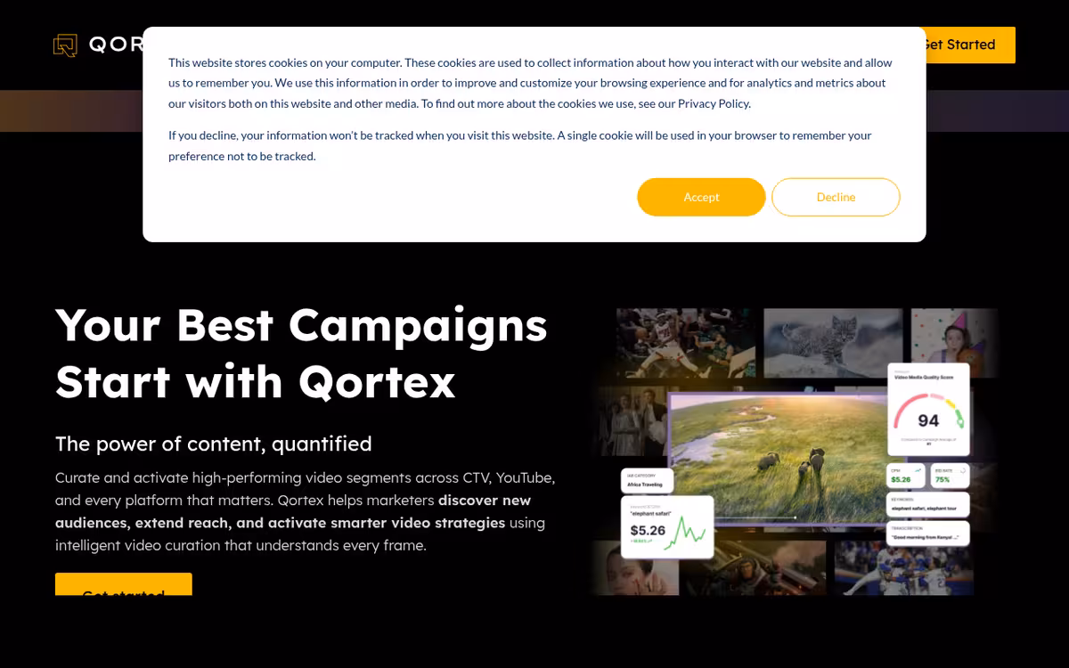 Qortex homepage screenshot
