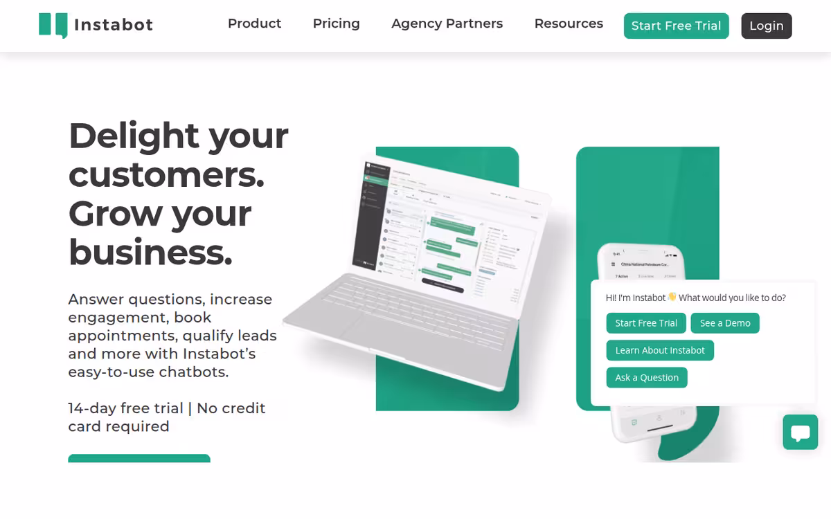 Instabot homepage screenshot