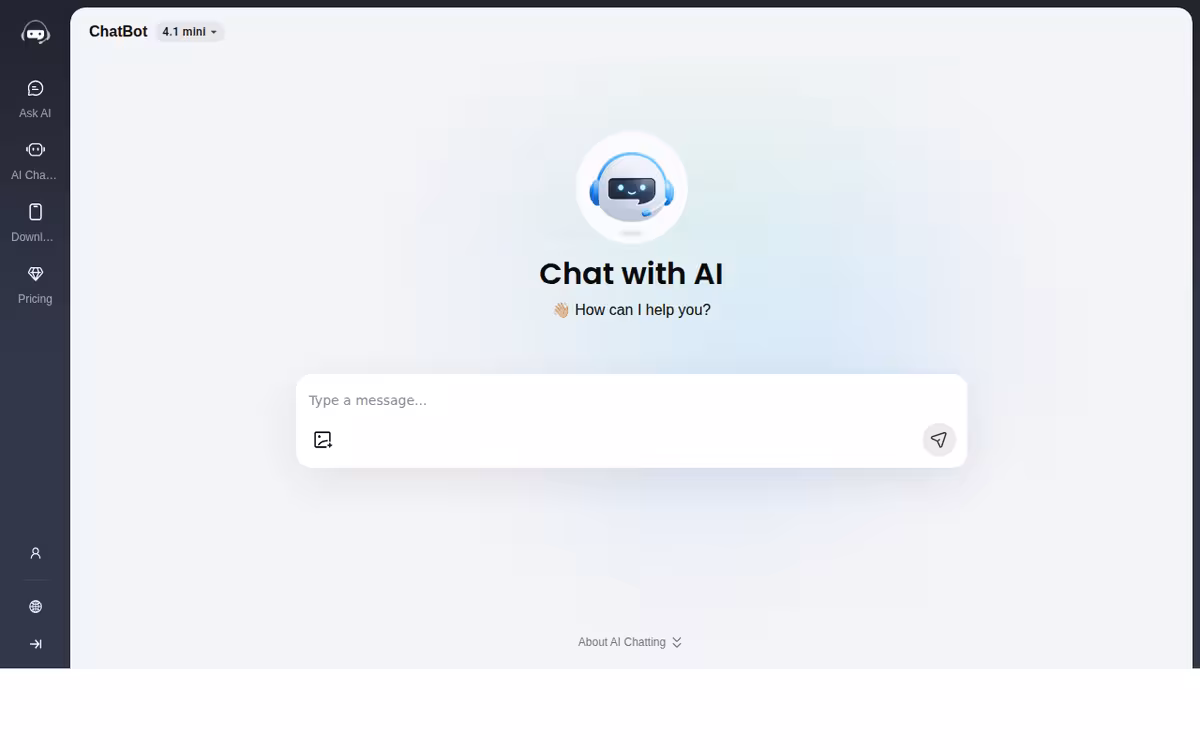 Free AI Chat Website homepage screenshot