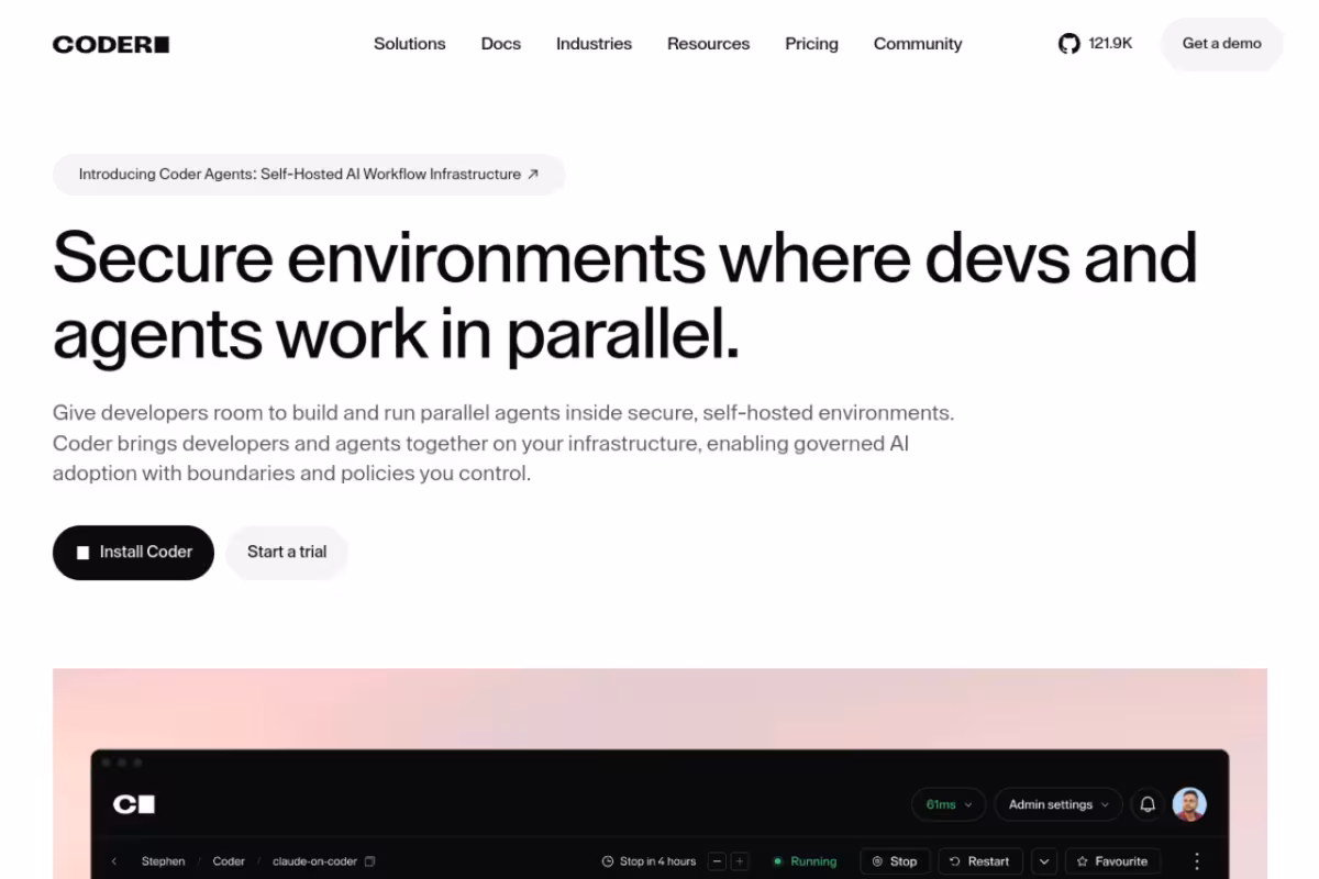 Coder homepage screenshot