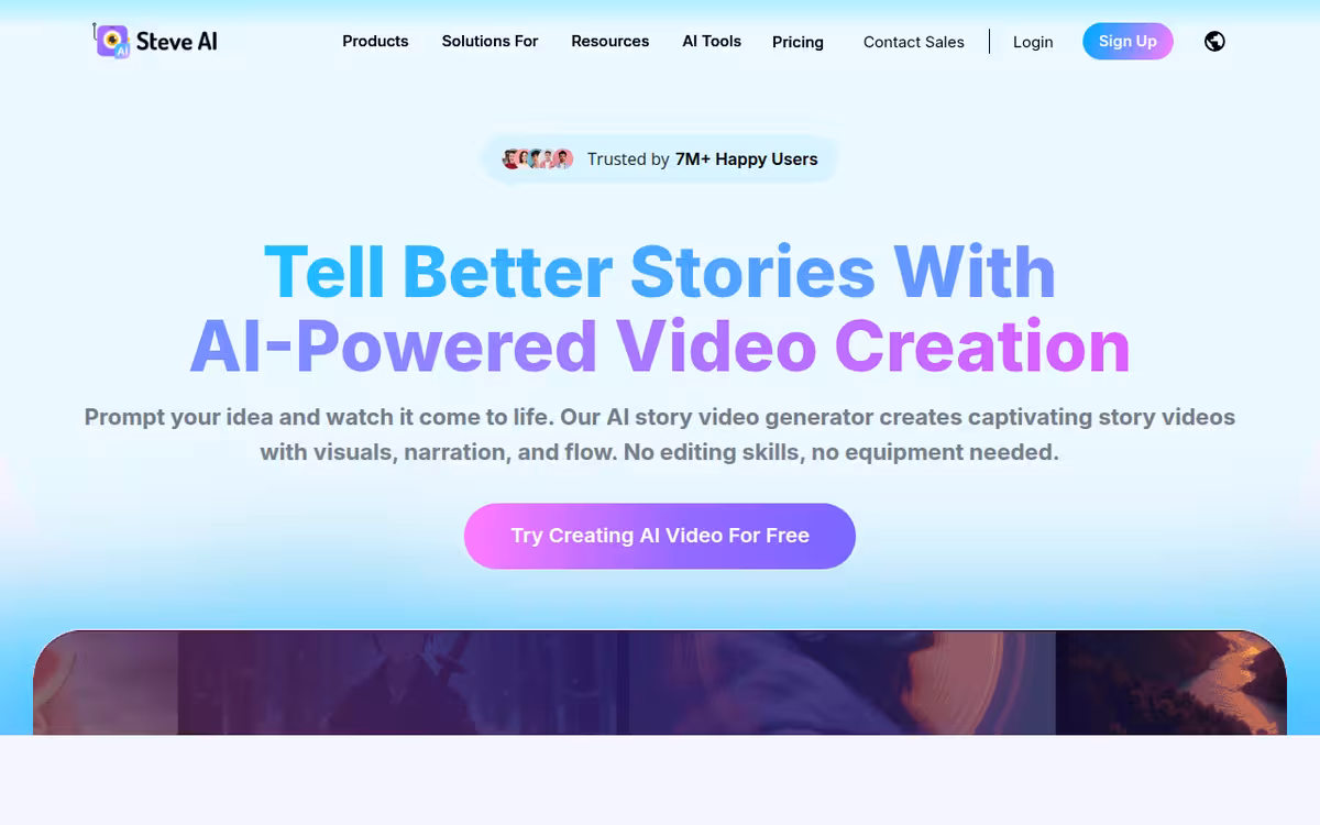 Steve AI homepage screenshot