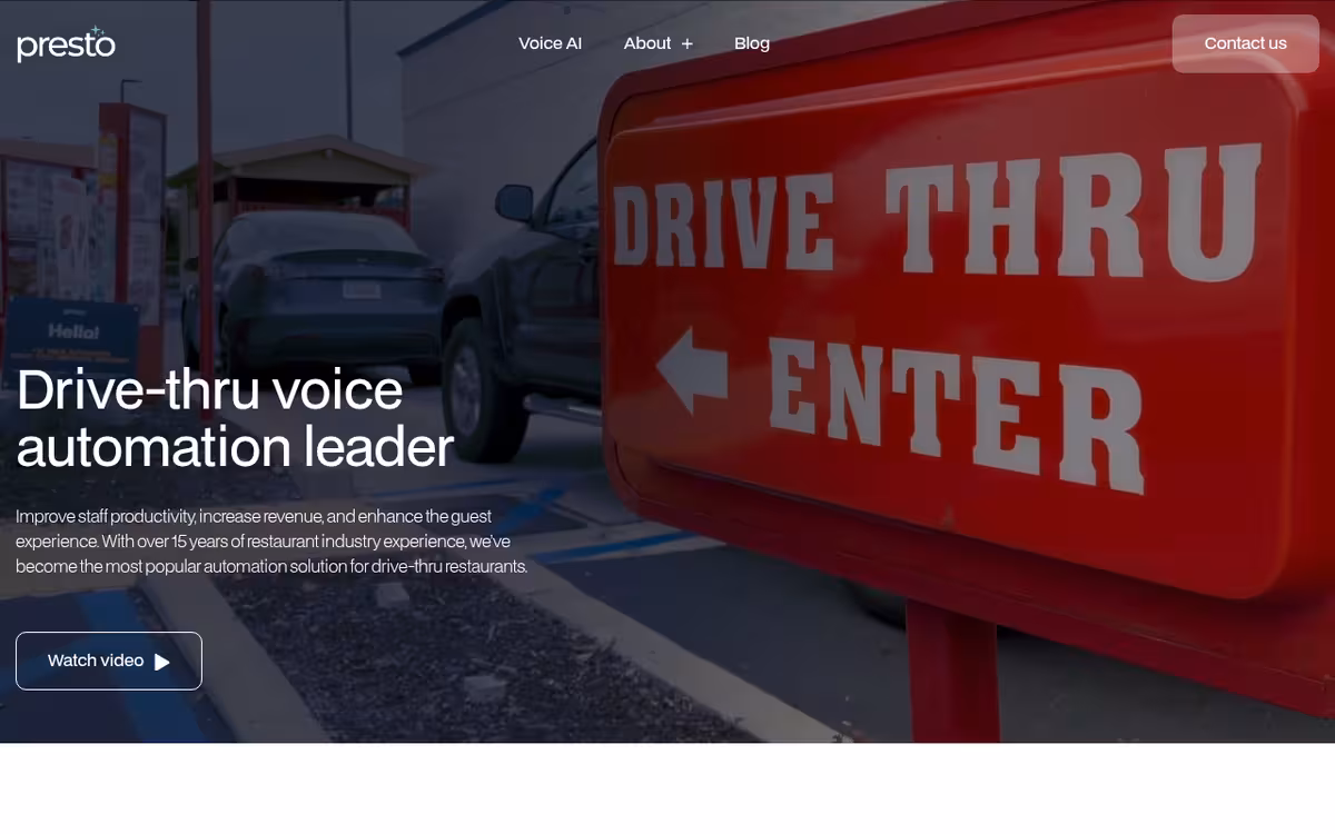 Presto homepage screenshot
