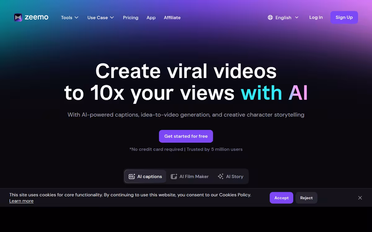 Zeemo homepage screenshot