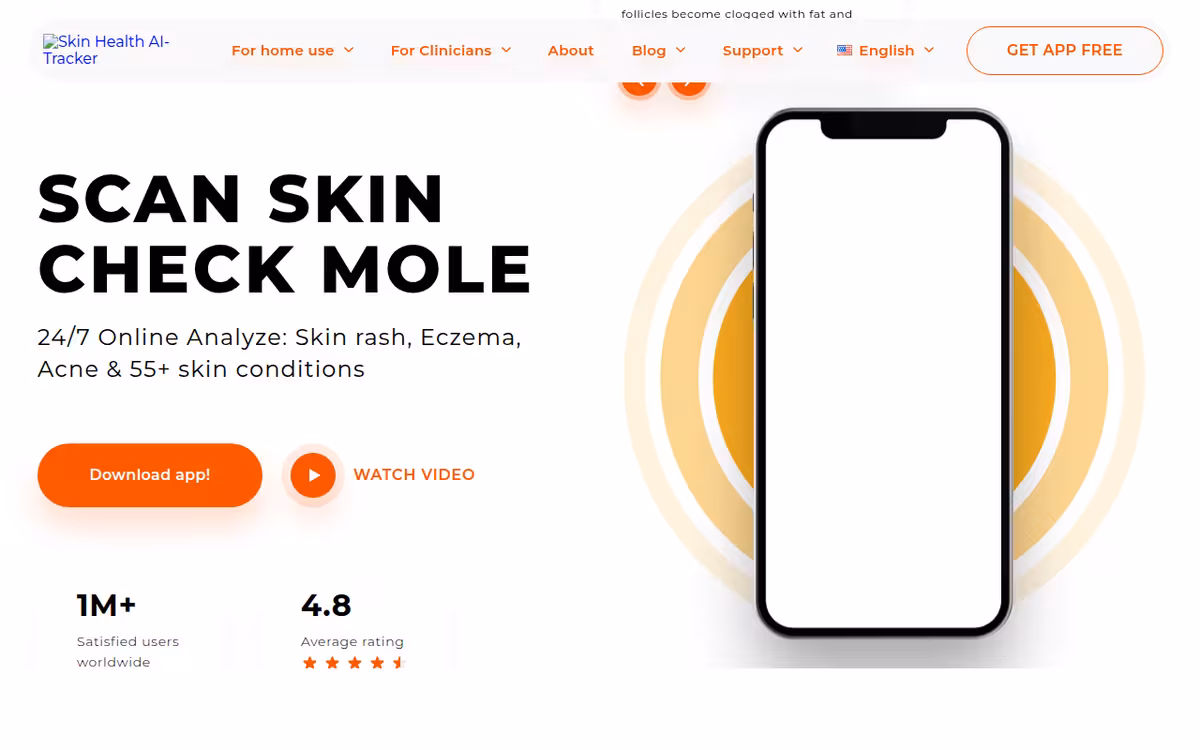 AI Skin scanner & mole checker homepage screenshot