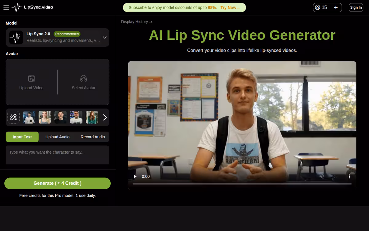 LipSync homepage screenshot