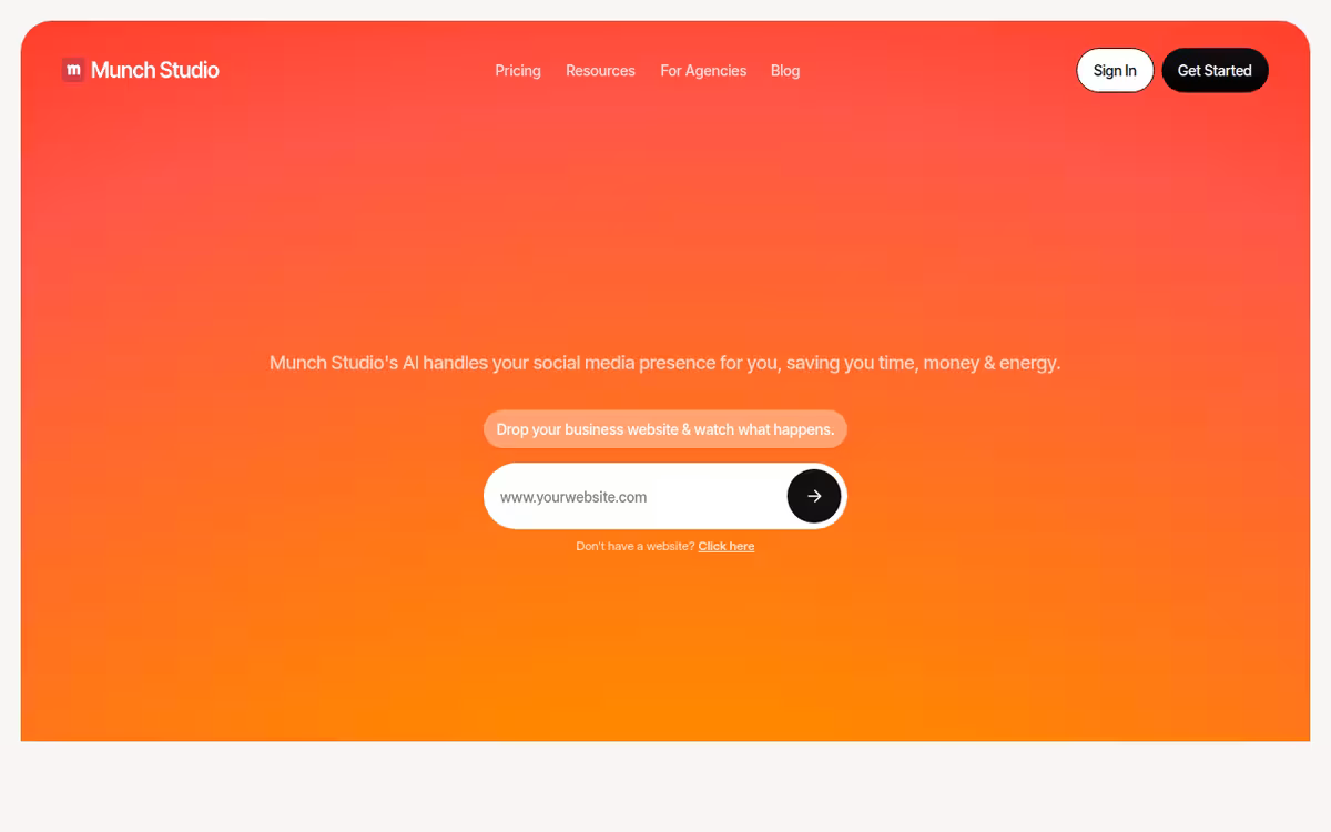 Munch homepage screenshot