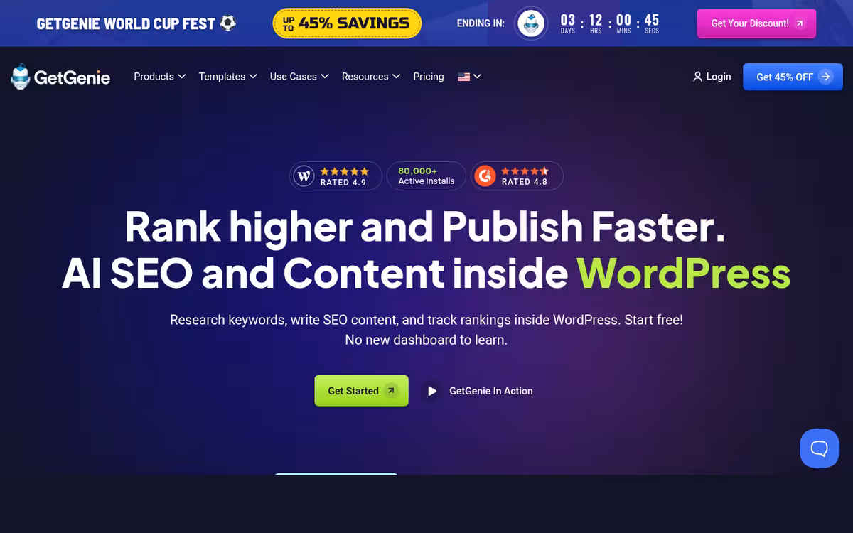 GetGenie homepage screenshot