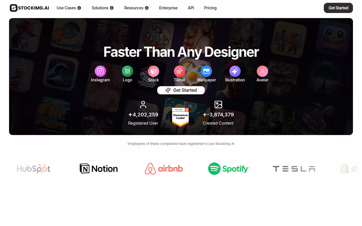 Stockimg homepage screenshot