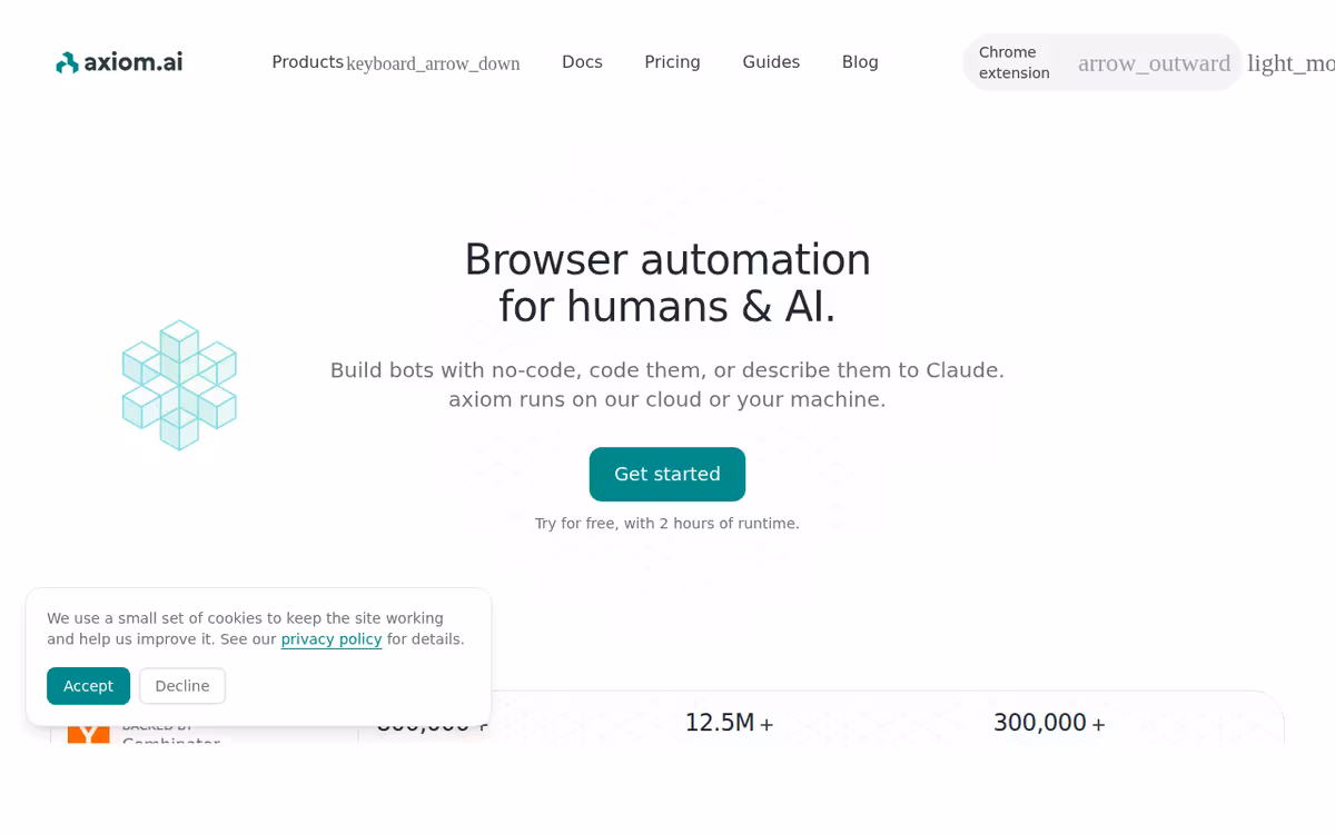 Axiom homepage screenshot