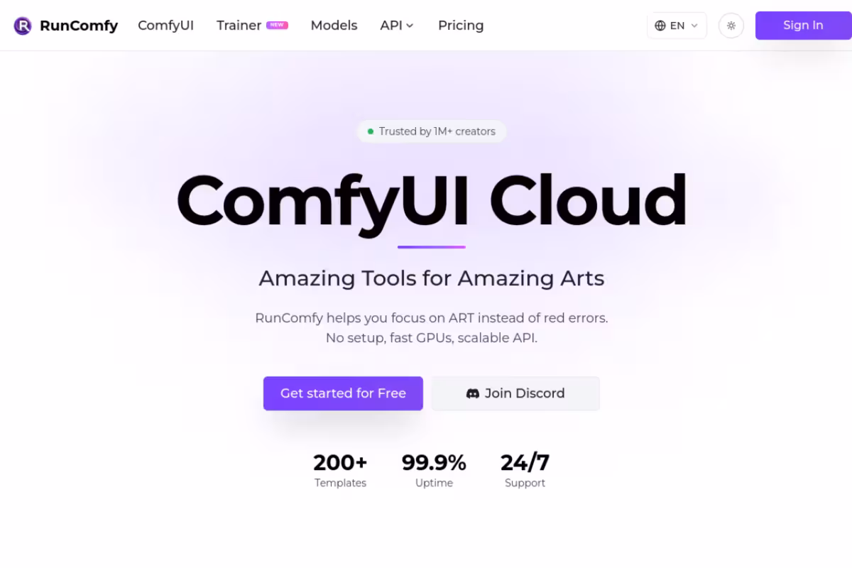 RunComfy homepage screenshot