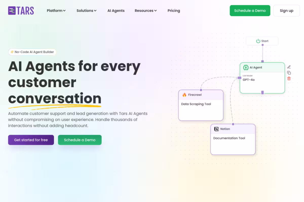 Tars homepage screenshot