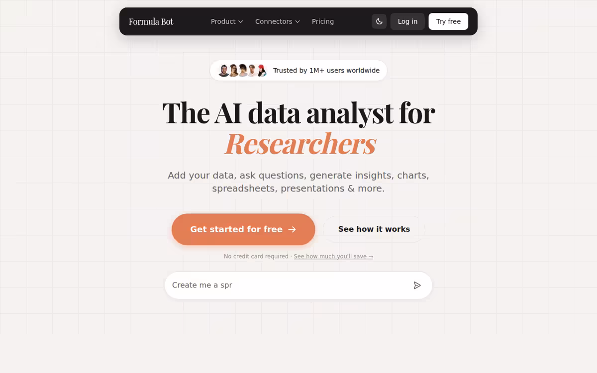 Formula Bot homepage screenshot
