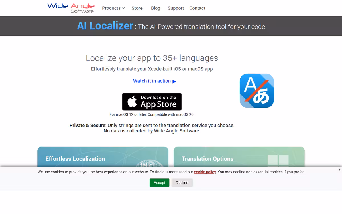 AI Localizer homepage screenshot