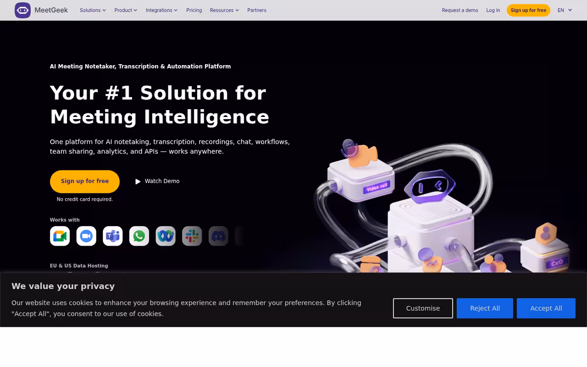 MeetGeek homepage screenshot