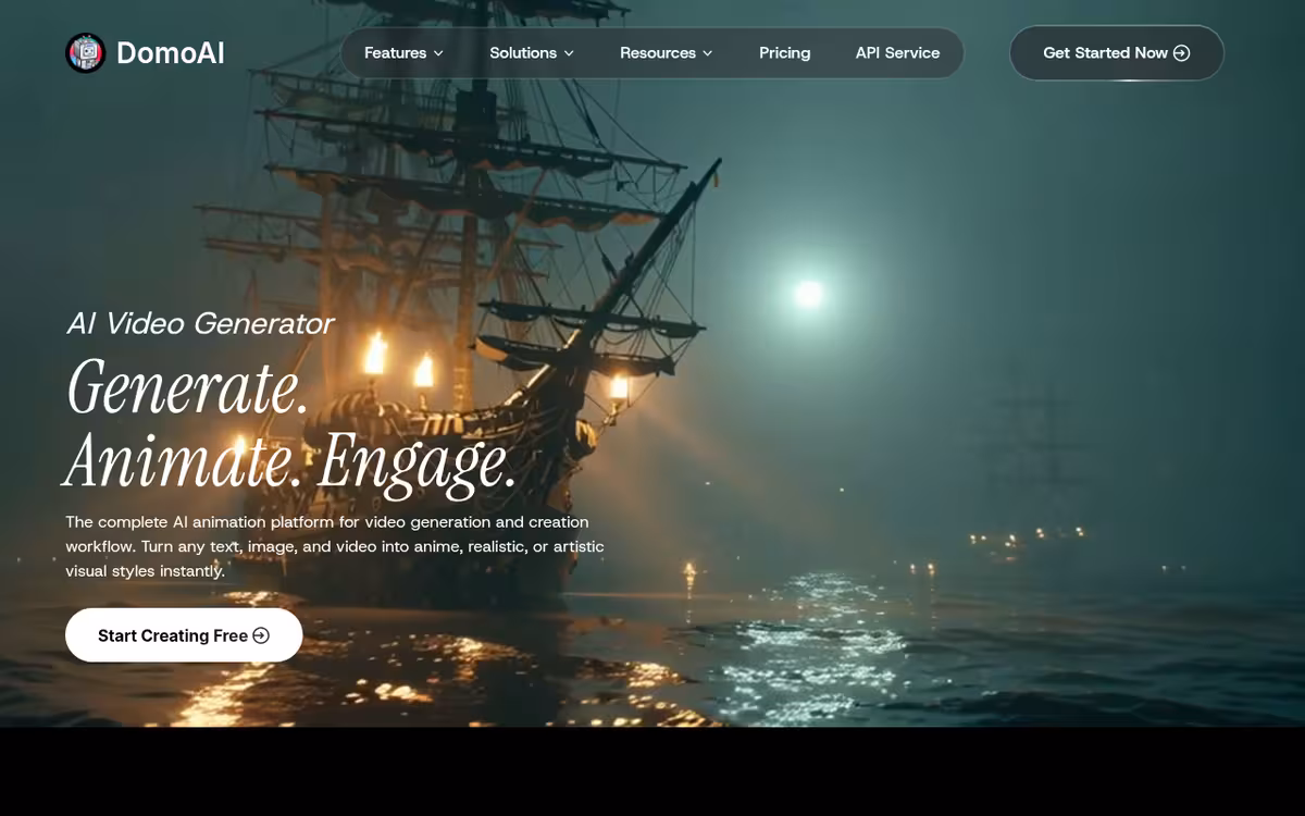 DomoAI homepage screenshot