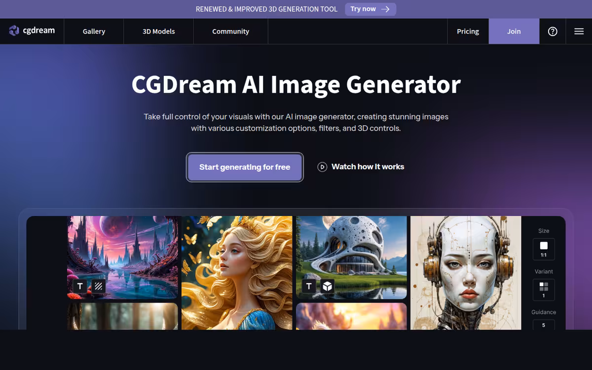CGDream homepage screenshot