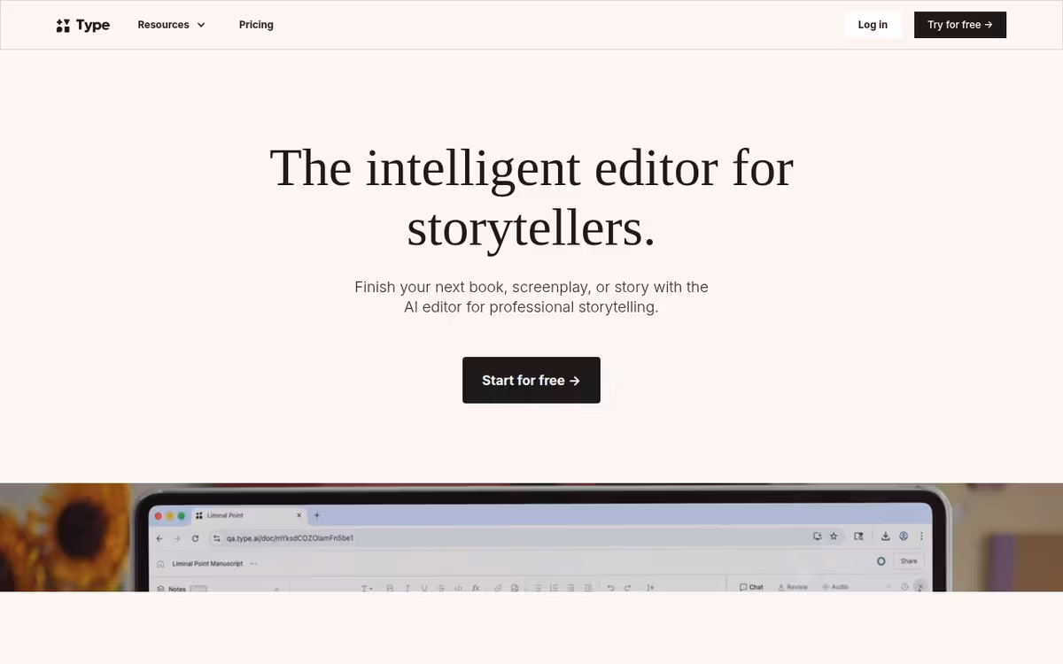 Type.ai homepage screenshot