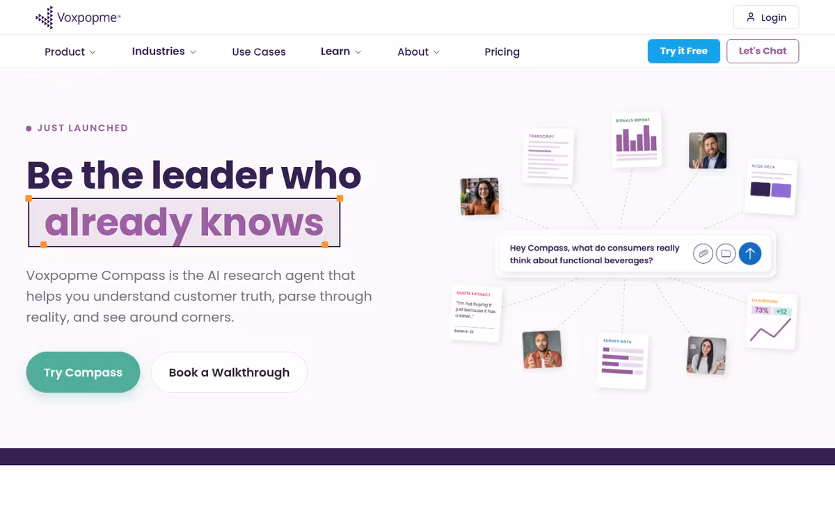 Voxpopme homepage screenshot