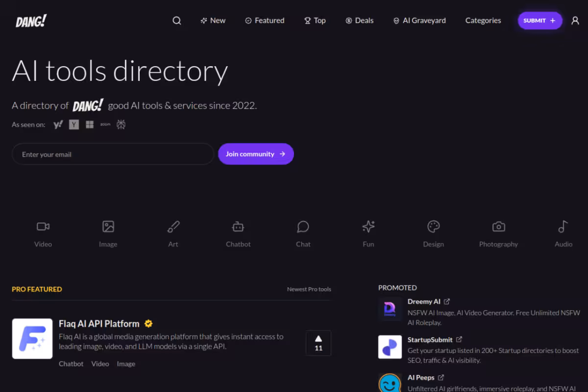 Dang.ai homepage screenshot
