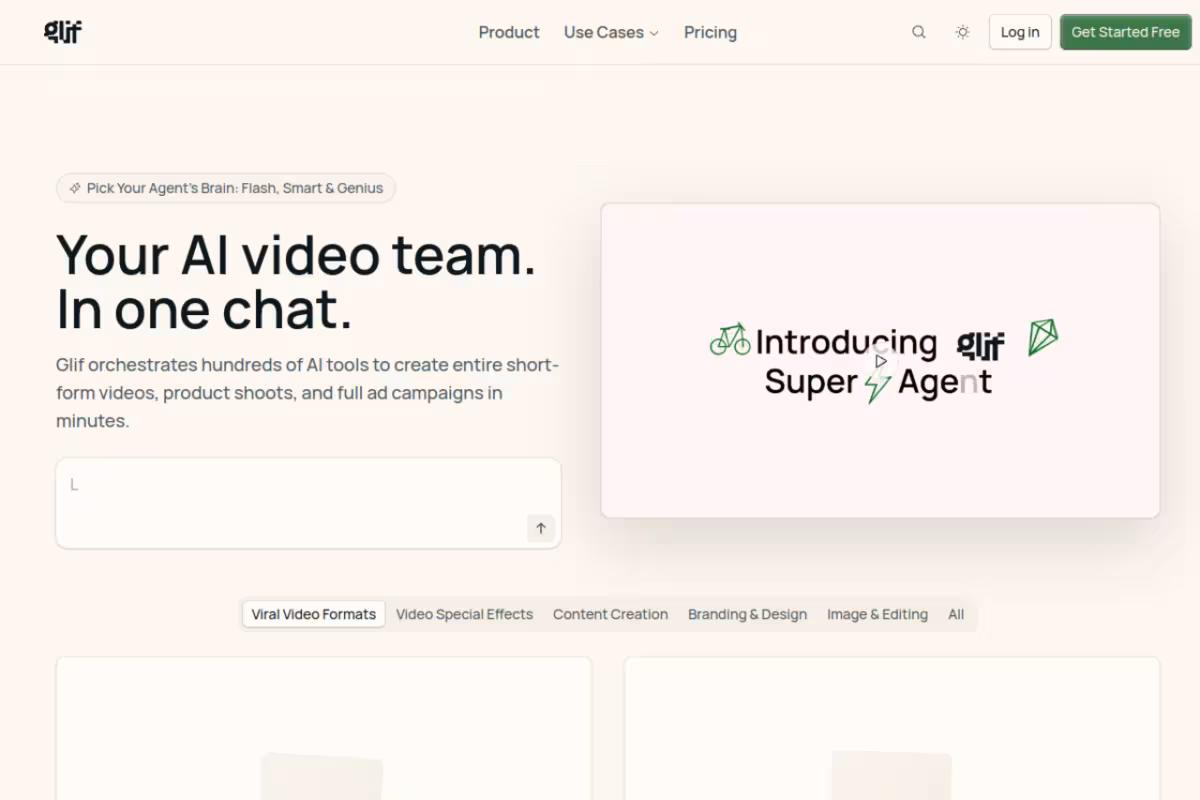 Glif App homepage screenshot