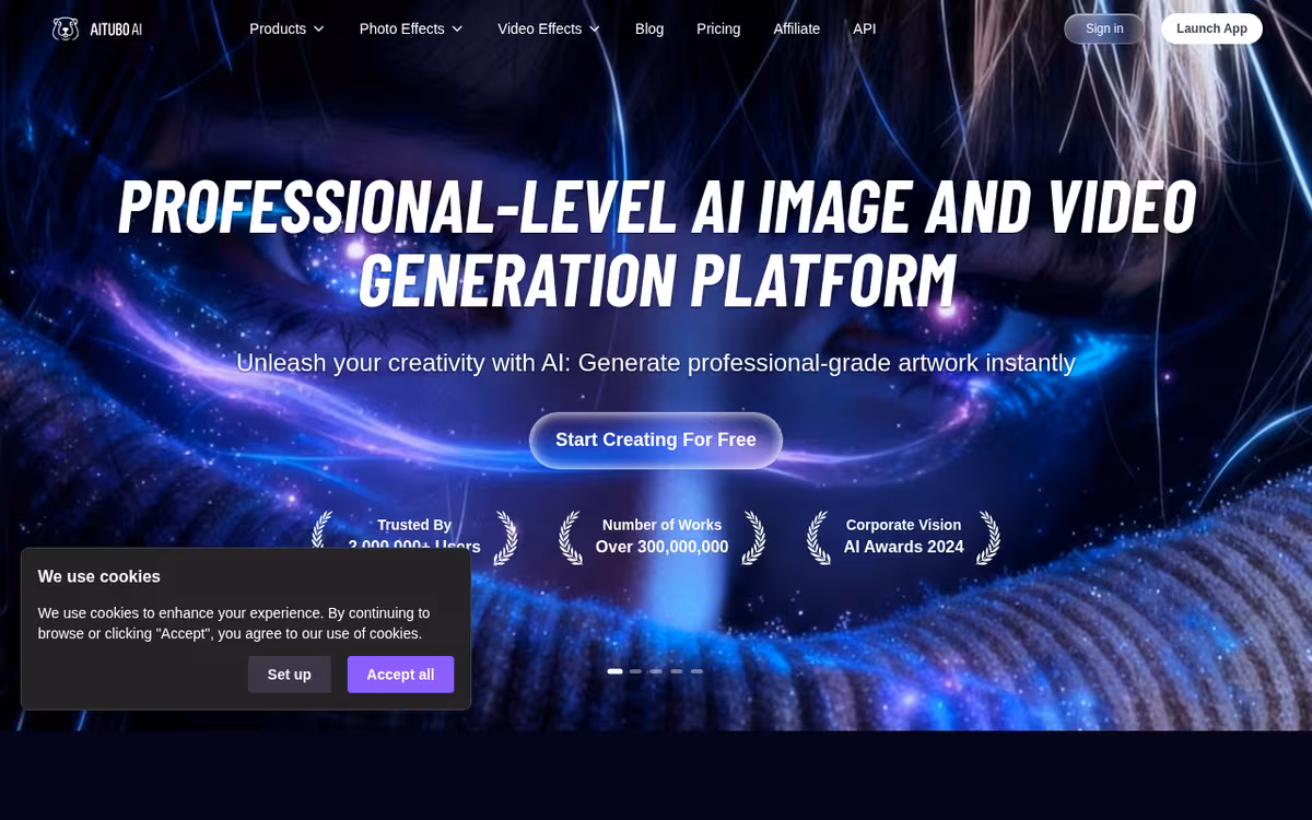 Aitubo homepage screenshot